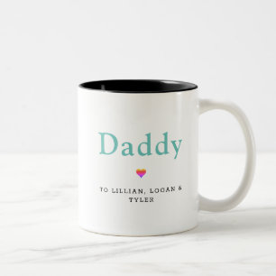Caneca De Café Em Dois Tons Nomes das Crianças do Dia dos Pais Moderno Papai C