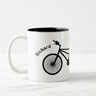 Caneca De Café Em Dois Tons Nomes duplos de bicicleta Tandem preto-e-branco