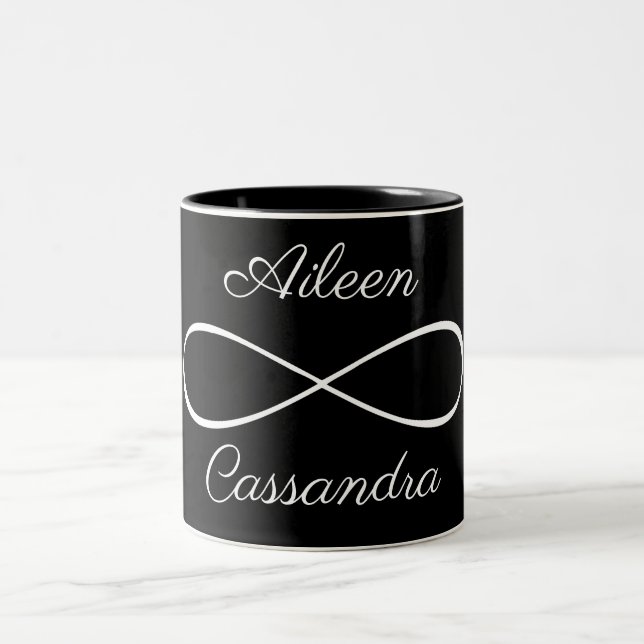Caneca De Café Em Dois Tons Nomes Personalizados Simples Símbolo de Amor Infin (Centro)