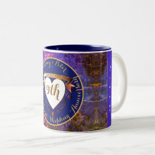Caneca De Café Em Dois Tons Nono aniversário da Casada Lapis Lazuli Terracotta