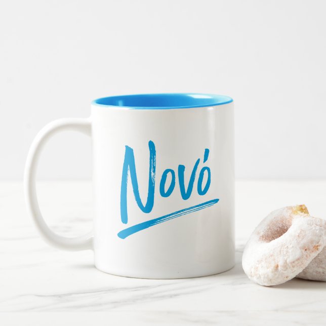 Caneca De Café Em Dois Tons Nono Grego Padrinho Azul (Com Donut)