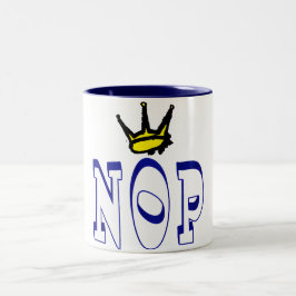 Caneca De Café Em Dois Tons NOP com Coroa - Design de Declaração de Negrito An