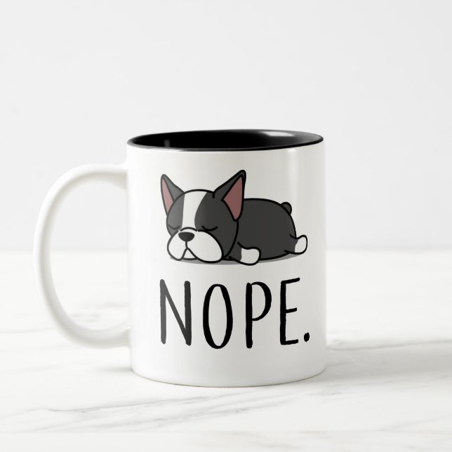 Caneca De Café Em Dois Tons Nope Boston Terrier (Esquerda)