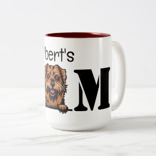 Caneca De Café Em Dois Tons Norfolk Terrier Peeking Personalizou a mãe