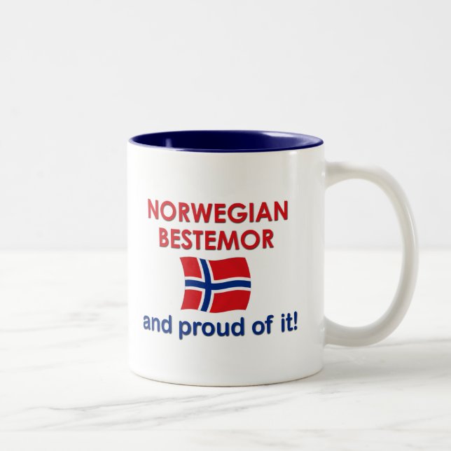 Caneca De Café Em Dois Tons Norueguês orgulhoso Bestemor (avó) (Direita)