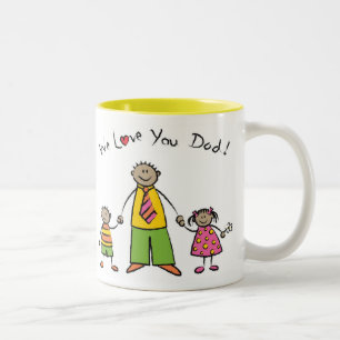 Caneca De Café Em Dois Tons Nós amamo-lo dia dos pais feliz da família dos