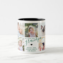 Caneca De Café Em Dois Tons Nós amamos você Vô | Presente de Foto Verde Escuro