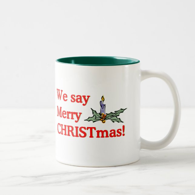 Caneca De Café Em Dois Tons Nós dizemos o Feliz Natal (Direita)