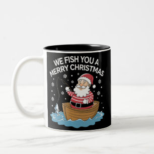 Caneca De Café Em Dois Tons Nós Pescamos Um Feliz Natal Pescador Pescando 