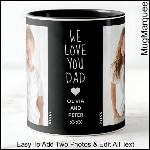 Caneca De Café Em Dois Tons Nós Te Amamos Pai, Duas Fotos Texto Personalizado,