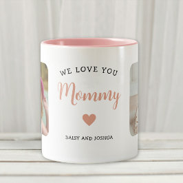 Caneca De Café Em Dois Tons Nós Te Amo Mamãe 2 Foto Rosa Moderno