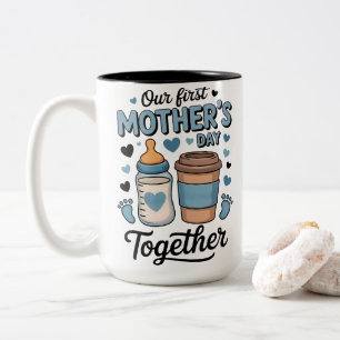 Caneca De Café Em Dois Tons Nossa Primeira Mãe e Filha Juntos Mamadeira e Comp