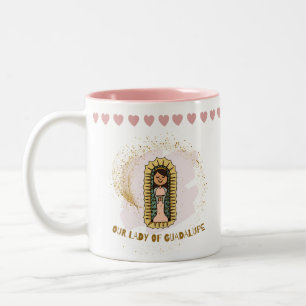 CANECA DE CAFÉ EM DOIS TONS NOSSA SENHORA DE GUADALUPE, CRIANÇAS MUG, ROSA