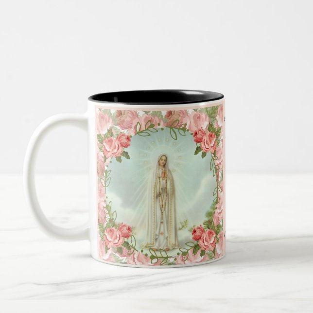 Caneca De Café Em Dois Tons Nossa senhora do aniversário centenário de Fatima (Esquerda)