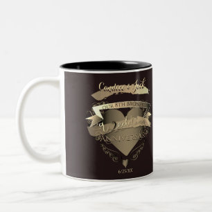 Caneca De Café Em Dois Tons "Nosso 8º aniversário de casamento em bronze"