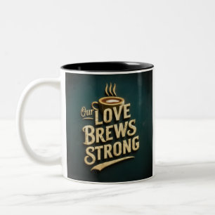 Caneca De Café Em Dois Tons "Nosso Amor Quebra Forte"
