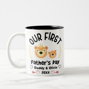 Caneca De Café Em Dois Tons Nosso Primeiro Dia de os pais 2021, Nomes Personal