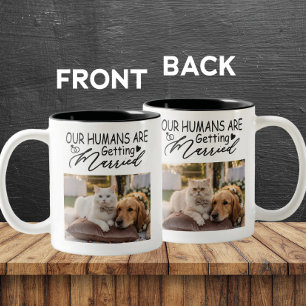 Caneca De Café Em Dois Tons Nossos Humanos estão se casando com fotos de gatos