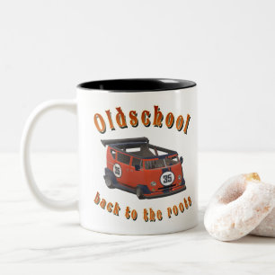 Caneca De Café Em Dois Tons Nostalgic OldSchool, Oldtimer van red cinza