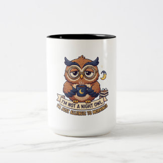 Caneca De Café Em Dois Tons Not a Night Owl Coffee Mug | Allergic to Mornings