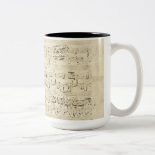 Caneca De Café Em Dois Tons Notas de música antigas - Chopin Music Sheet