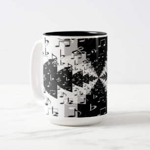 Caneca De Café Em Dois Tons Notas de Música de Eco Preto e Branco