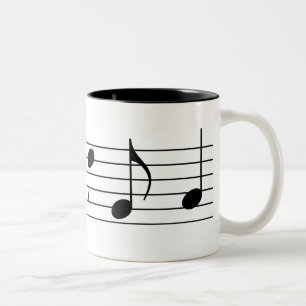 Caneca De Café Em Dois Tons Notas & funcionarios da música