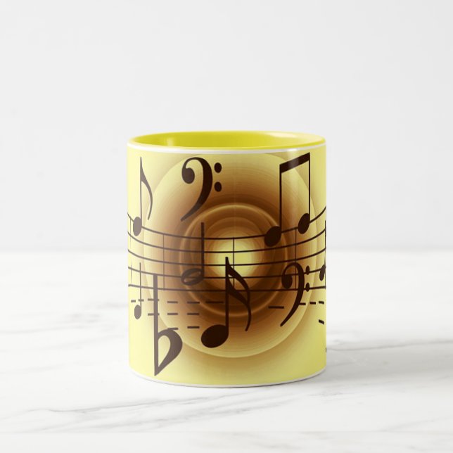 Caneca De Café Em Dois Tons Notas Musicais Legais (Centro)