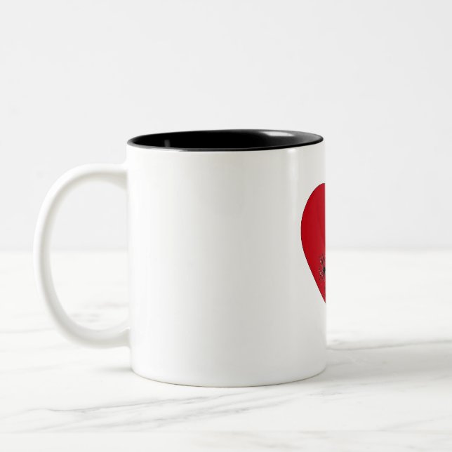 Caneca De Café Em Dois Tons Notas musicais no coração, Mug (Esquerda)