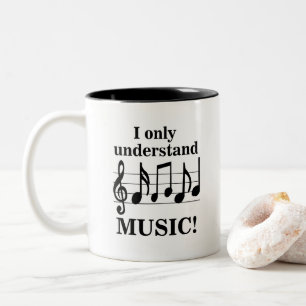 Caneca De Café Em Dois Tons Notas Musicais Preto e Branco Músico 
