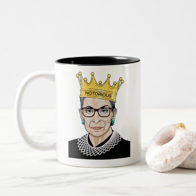 Caneca De Café Em Dois Tons Notoriamente RBG Ruth Bader Ginsburg Poder Feminis (Com Donut)