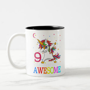 Caneca De Café Em Dois Tons Noturno Dabbing Unicorn Party - 9 Anos