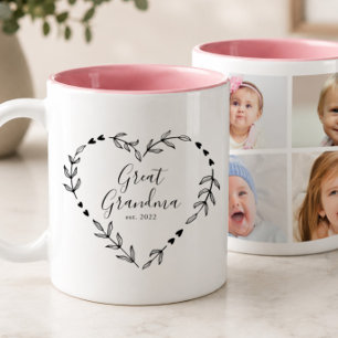 Caneca De Café Em Dois Tons Nova Bisavó Ano Est. Quatro Colagem de Fotos