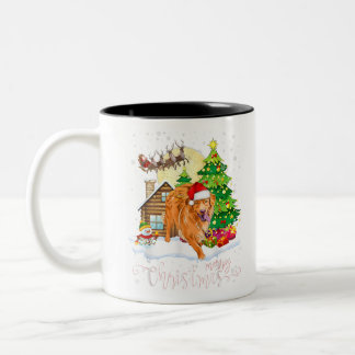 Caneca De Café Em Dois Tons Nova Escotia Duck Tolling recupera o feliz Natal