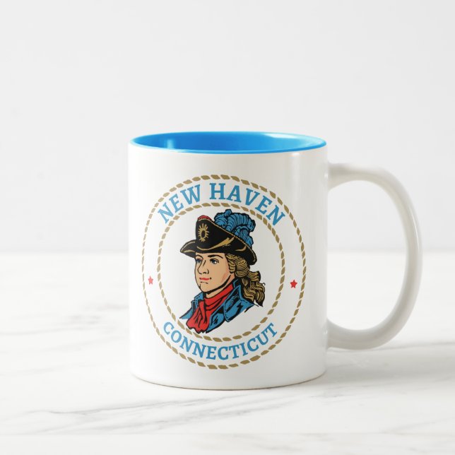 Caneca De Café Em Dois Tons Nova Haven Colonial Connecticut (Direita)