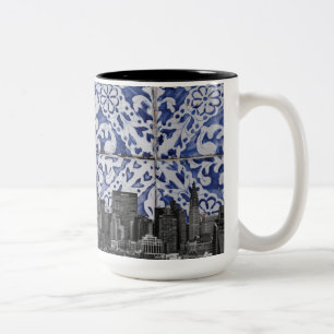Caneca De Café Em Dois Tons Nova Iorque - Arranha-céus com Azulejos portuguese