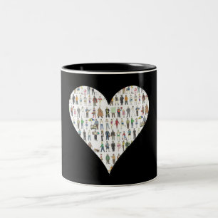 Caneca De Café Em Dois Tons Nova Iorque Black Heart NYC Pessoas Mug