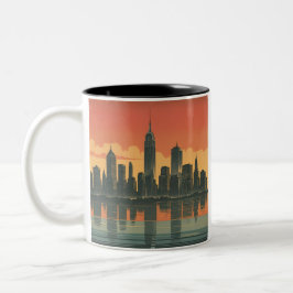 Caneca De Café Em Dois Tons Nova Iorque - Mug Skyline Retro