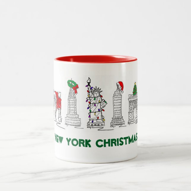 Caneca De Café Em Dois Tons Nova Iorque Natal NYC - Marcos Feriados Natal (Centro)
