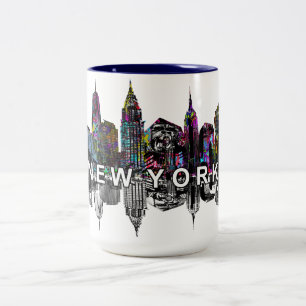 Caneca De Café Em Dois Tons Nova Iorque no grafite