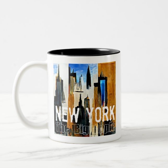 Caneca De Café Em Dois Tons Nova York - A Grande Pintura Abstrato Apple (Esquerda)
