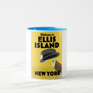 Caneca De Café Em Dois Tons Nova York Ilha Ellis
