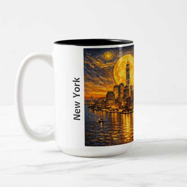 Caneca De Café Em Dois Tons Nova York Noite Estrelada (Esquerda)