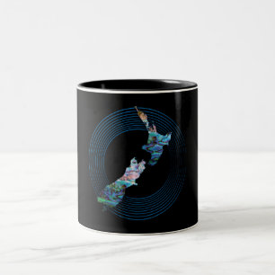 Caneca De Café Em Dois Tons NOVA ZELÂNDIA MAPA PAUA CAFÉ de dois tons MUG