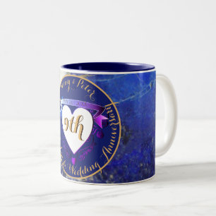 Caneca De Café Em Dois Tons Nove Aniversário do Casamento Lapis Lazuli Color