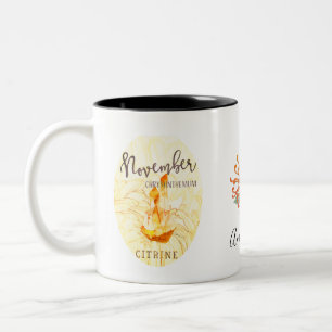Caneca De Café Em Dois Tons Novembro Birthstone e Flor Coffee Mug