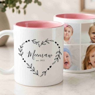 Caneca De Café Em Dois Tons Novo Ano da Meemaw Est. Quatro Colagem de Fotos
