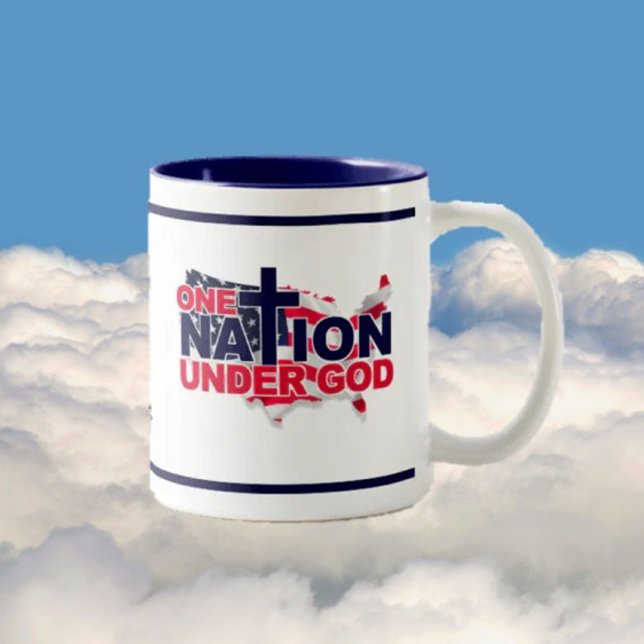 Caneca De Café Em Dois Tons NOVO! Deus e País EUA (Criador carregado)