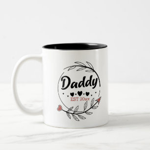 Caneca De Café Em Dois Tons Novo Pai de Pais Personalizado Ano Estabelecido