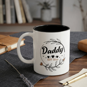 Caneca De Café Em Dois Tons Novo Pai de Pais Personalizado Ano Estabelecido